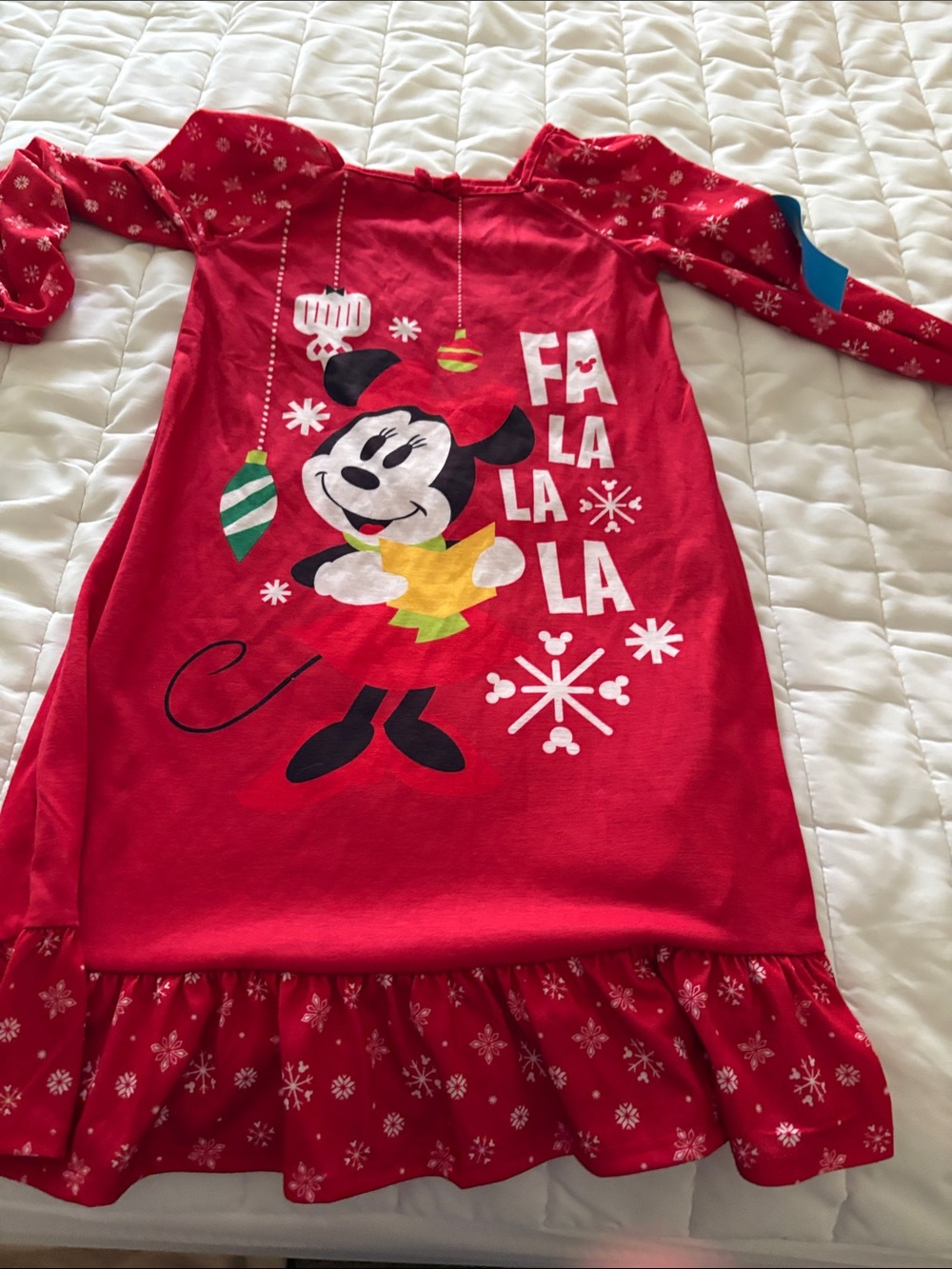 Disney Red Minnie Mouse Holiday Nightgown with Festive Print-new - Picture 1 of 2
